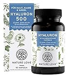 NATURE LOVE® Hyaluronsäure Kapseln mit Zink - Hochdosiert: 500mg - Vegan - 90 Stück (3 Monate) - 500-700 kDa